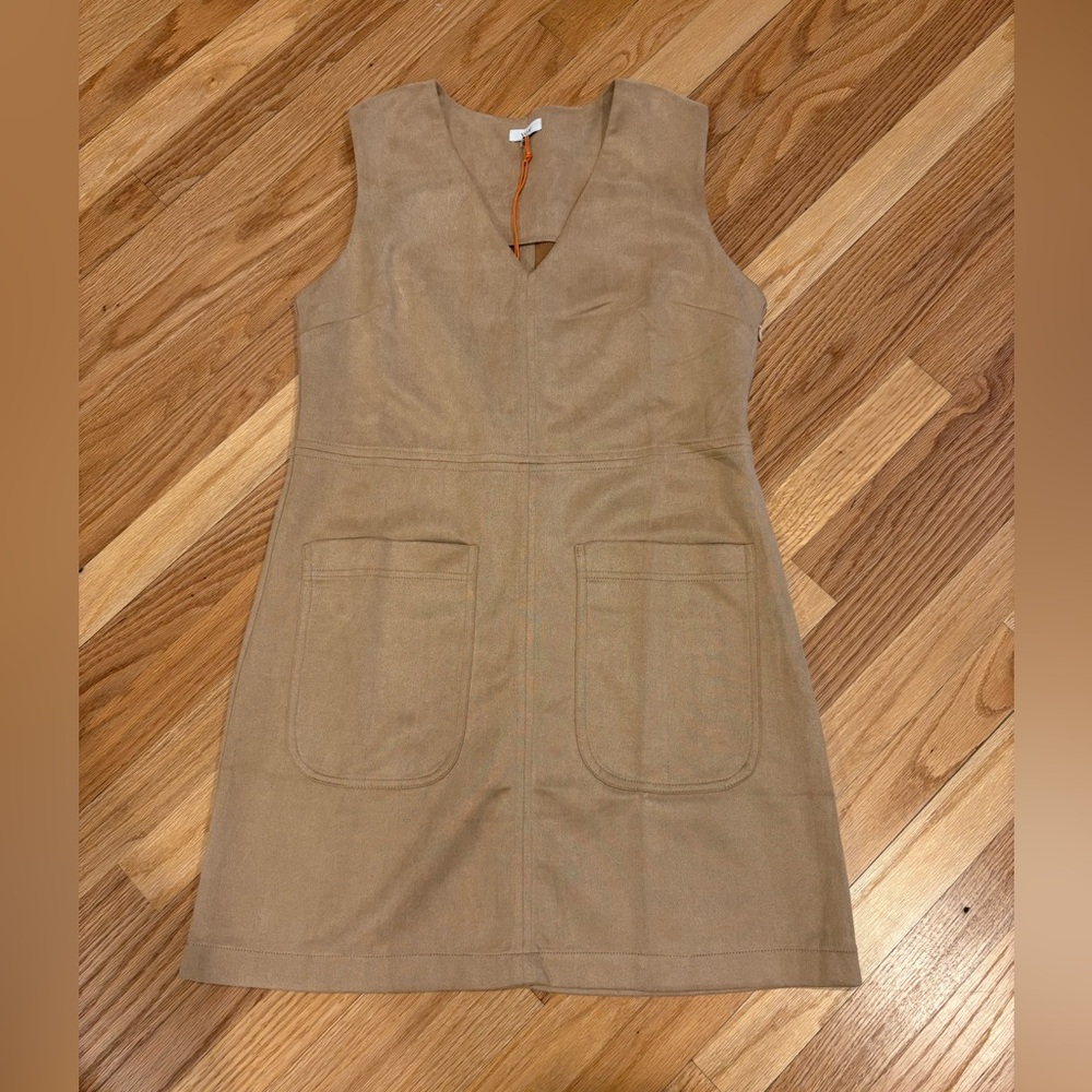 Tan Sleeveless Faux Suede Mini Dress